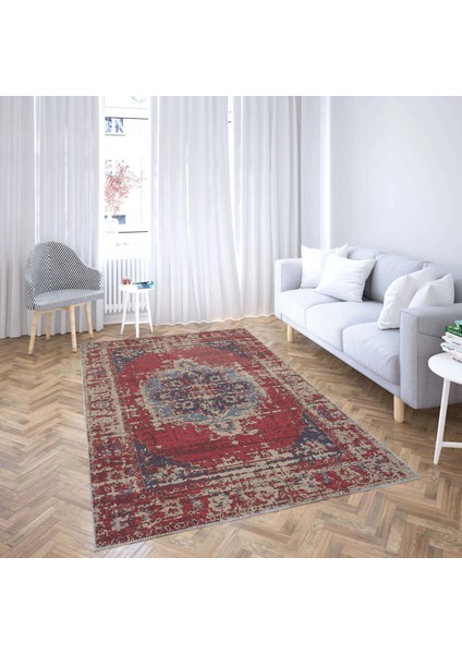 Vella Göbekli Kırmızı Polyester ve Pamuklu Yıkanabilir Kaydırmaz Taban Dijital Baskı Halı fiyatları