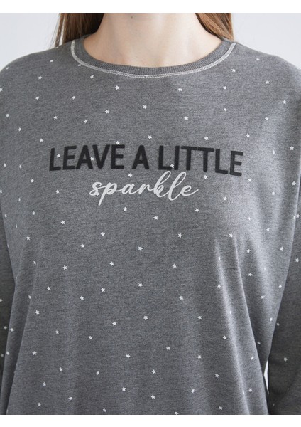 Yeni Sezon Bisiklet Yaka Baskılı Kadın Pijama Takımı modelleri