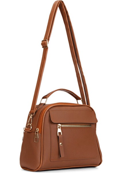 Kadın Üç Bölmeli Suni Deri Çapraz Askılı Taba Çanta Modern Tasarım