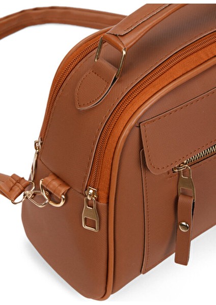 Kadın Üç Bölmeli Suni Deri Çapraz Askılı Taba Çanta Modern Tasarım