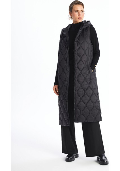 Yeni Sezon Kapüşonlu Kapitone Kadın Şişme Yelek