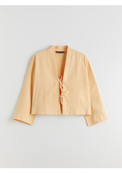 Yeni Sezon V Yaka Oversize Müslin Kadın Kimono