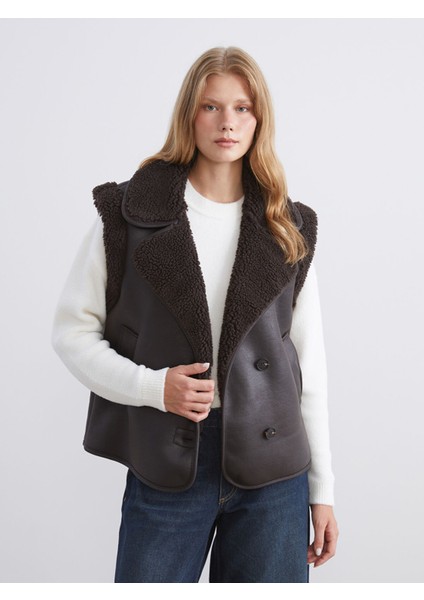 Yeni Sezon Biker Yaka Kadın Süet Yelek