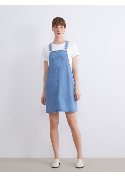 Yeni Sezon Kare Yaka Jean Salopet Elbise modelleri