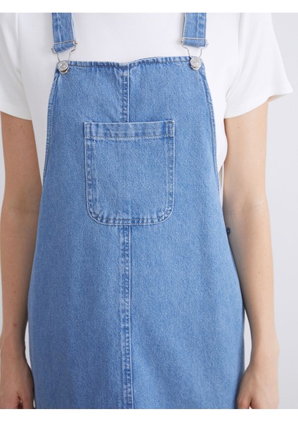 Yeni Sezon Kare Yaka Jean Salopet Elbise fırsatları