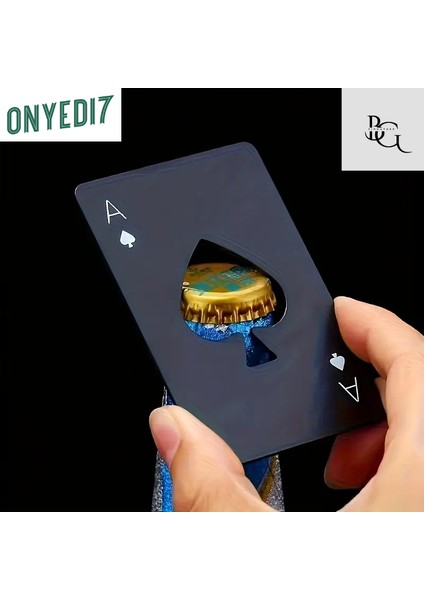 Siyah Kart Şeklinde Metal Şişe Açacağı – Taşınabilir, Dayanıklı & Şık Tasarım - Maça As Kartı Açacak