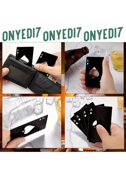 Siyah Kart Şeklinde Metal Şişe Açacağı – Taşınabilir, Dayanıklı & Şık Tasarım - Maça As Kartı Açacak fırsatları