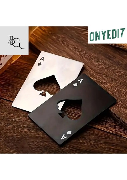 Siyah Kart Şeklinde Metal Şişe Açacağı – Taşınabilir, Dayanıklı & Şık Tasarım - Maça As Kartı Açacak indirimleri