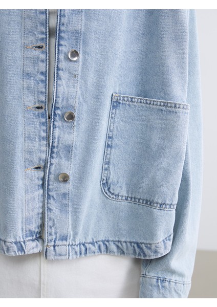 Yeni Sezon Gömlek Yaka Oversize Kadın Jean Ceket modelleri