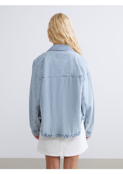 Yeni Sezon Gömlek Yaka Oversize Kadın Jean Ceket fırsatları