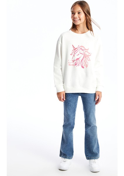 Yeni Sezon Bisiklet Yaka Kız Çocuk Sweatshirt