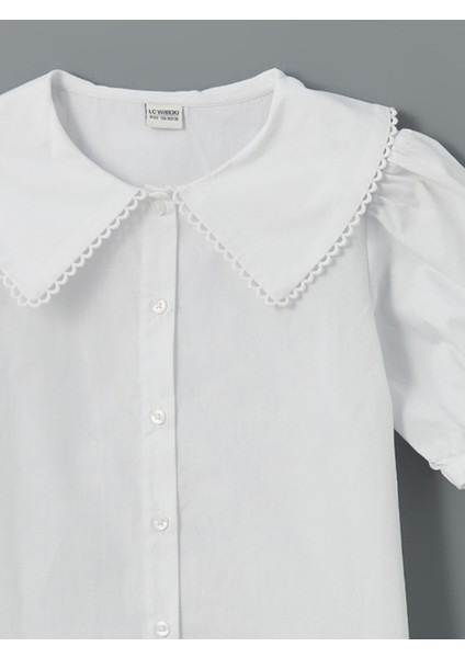 Yeni Sezon Regular Fit Poplin Pencere Işlemeli Kız Çocuk Gömlek modelleri