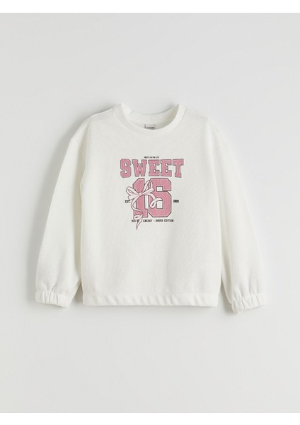 Yeni Sezon Bisiklet Yaka Kız Çocuk Sweatshirt