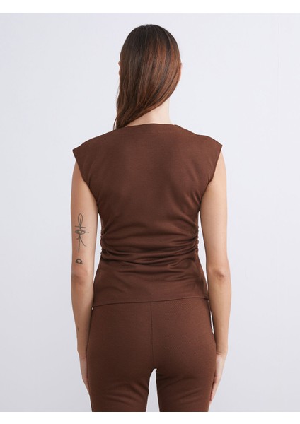 Yeni Sezon V Yaka Büzgülü Kadın Klasik Yelek fırsatları