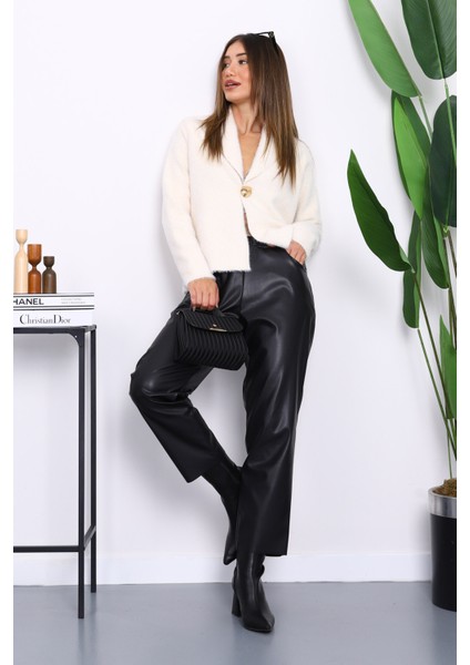 Krem Tek Düğmeli Angora Yumoş Hırka fiyatları