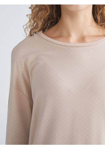 Yeni Sezon Bisiklet Yaka Puantiyeli Kadın Pijama Takımı fırsatları