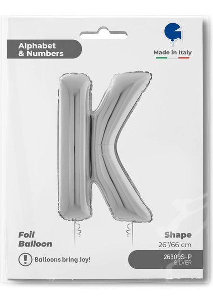 K Harf Supertrend Gümüş Folyo Balon 26"