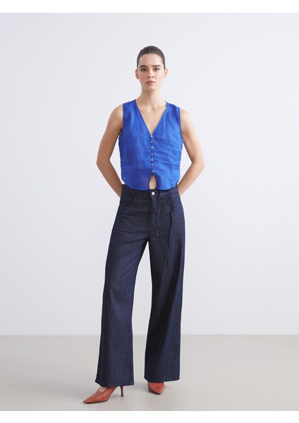 Yeni Sezon V Yaka Askılı %100 Keten Bluz fiyatları