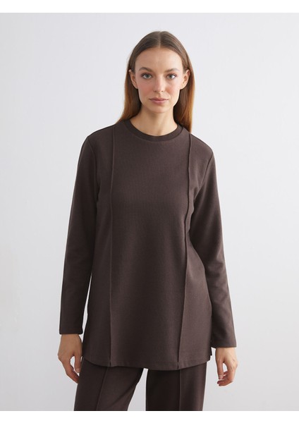 Yeni Sezon Büyük Beden Bisiklet Yaka Kadın Sweatshirt Tunik