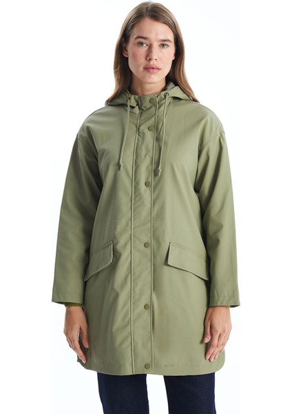 Yeni Sezon Kadın Kapüşonlu Düz Yağmurluk