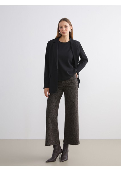 Yeni Sezon Leopar Desenli Wideleg Kadın Jean Pantolon