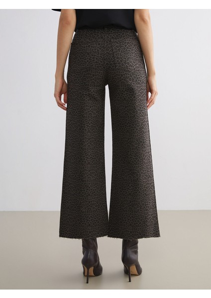 Yeni Sezon Leopar Desenli Wideleg Kadın Jean Pantolon fırsatları