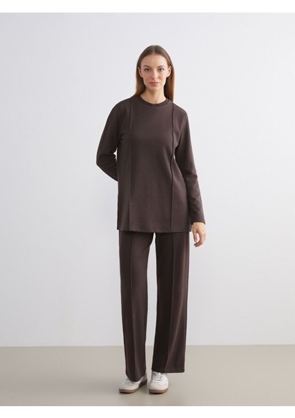 Yeni Sezon Büyük Beden Bisiklet Yaka Kadın Sweatshirt Tunik fırsatları