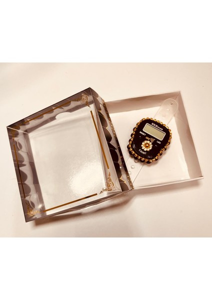 Hediyelik (Mevlid Çeyizlik Hac Umre) Sesli LED Işıklı Kutulu Taşlı Süslü Zikirmatik - Siyah Renk 1 Adet fiyatları