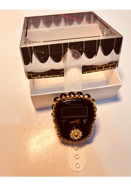 Hediyelik (Mevlid Çeyizlik Hac Umre) Sesli LED Işıklı Kutulu Taşlı Süslü Zikirmatik - Siyah Renk 1 Adet fırsatları