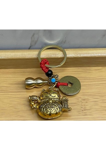 Metal Şans ve Bereket Kedisi Anahtarlık ALK4467