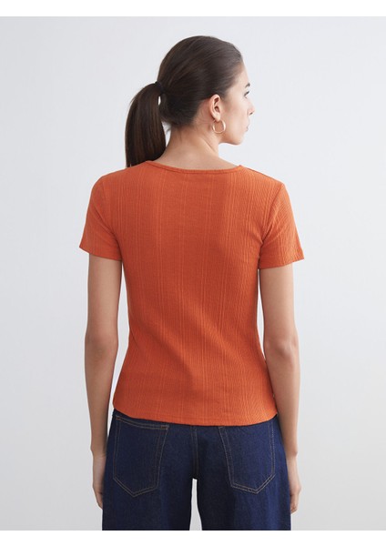 Yeni Sezon Bisiklet Yaka Dokulu Kadın Tişört fırsatları