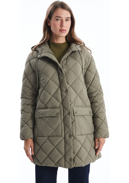 Yeni Sezon Kapüşonlu Kapitone Oversize Kadın Şişme Mont
