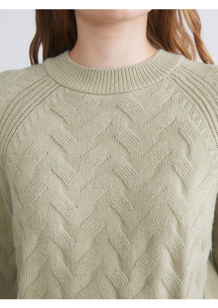 Yeni Sezon Bisiklet Yaka Kendinden Desenli Kadın Triko Kazak modelleri