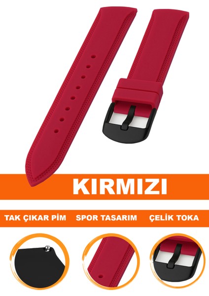 18MM-20MM-22MM-24MM Fossil-Welder-Casio-Seiko-Omega-Armani Saat Uyumlu Silikon Saat Kordonu Kayışı S01A18-03