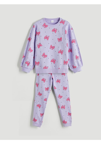 Yeni Sezon Bisiklet Yaka Kız Çocuk Pijama Takımı