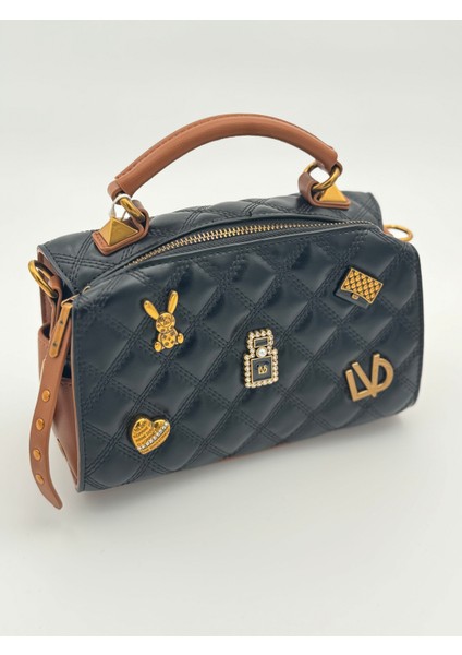 Siyah Kahve Ayarlanabilir Askılı Kapitone El Çantası Orijinal Levidor Premium Çanta 930297