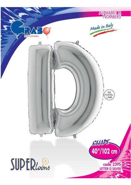 D Harf Supertrend Gümüş Folyo Balon 40"