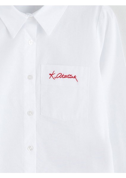 Yeni Sezon Atatürk Imza Nakışlı Kız Çocuk Gömlek modelleri