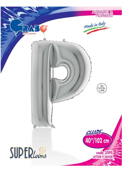 P Harf Supertrend Gümüş Folyo Balon 40"