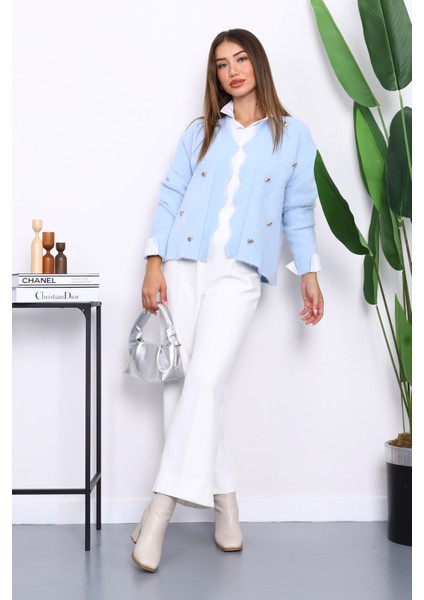 Bebe Mavi Düğme Detaylı Angora Yumoş Triko Hırka fiyatları