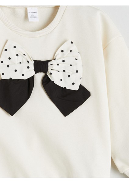 Yeni Sezon Bisiklet Yaka Fiyonk Detaylı Kız Çocuk Sweatshirt modelleri