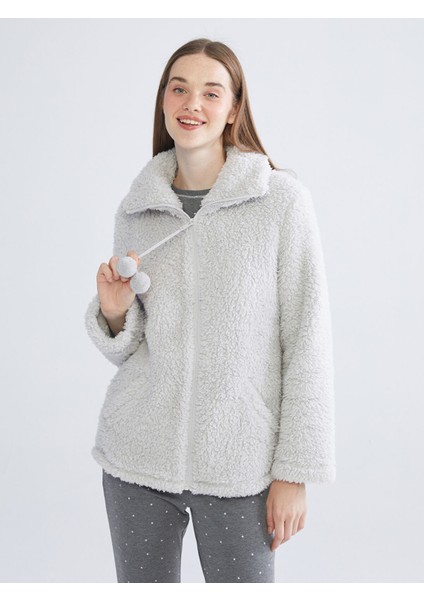 Yeni Sezon Gömlek Yaka Pelüş Kadın Pijama Üstü