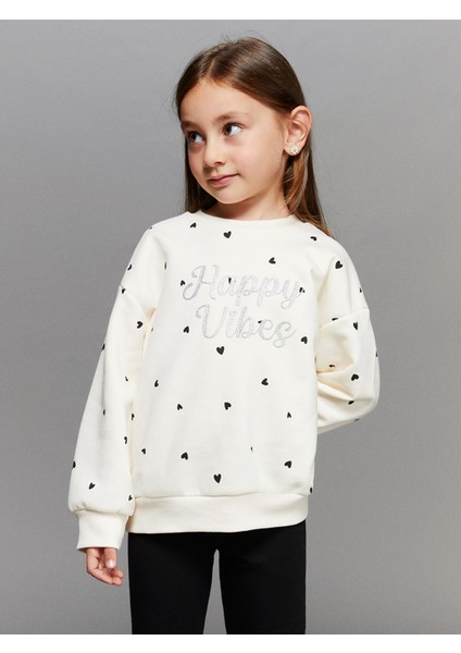 Yeni Sezon Bisiklet Yaka Kız Çocuk Sweatshirt