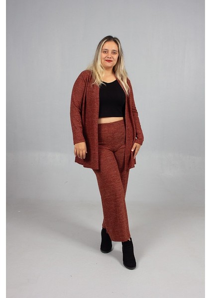 Pamuklu Yün Viskon Büyük Beden Pantolon Hırka Takım Kiremit fiyatları