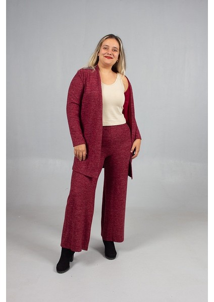 Pamuklu Yün Viskon Büyük Beden Pantolon Hırka Takım Kiremit fırsatları