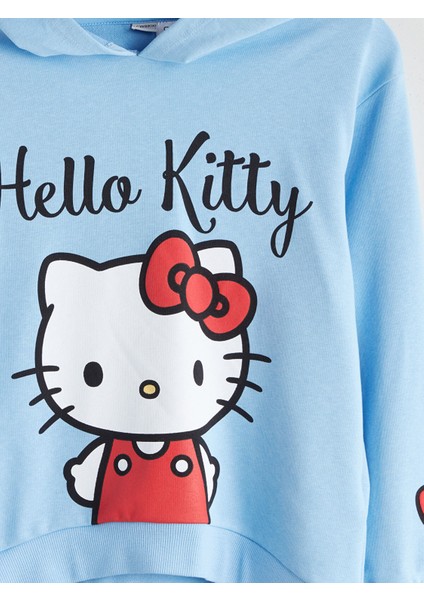 Yeni Sezon Kapüşonlu Hello Kitty Baskılı Kız Çocuk Sweatshirt indirimleri