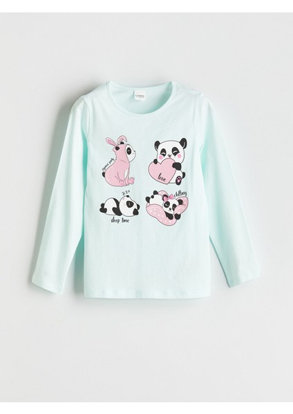Yeni Sezon Bisiklet Yaka Kız Çocuk Pijama Üst