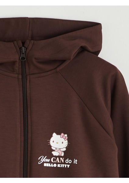 Yeni Sezon Kapüşonlu Hello Kitty Baskılı Kız Çocuk Fermuarlı Sweatshirt fiyatları