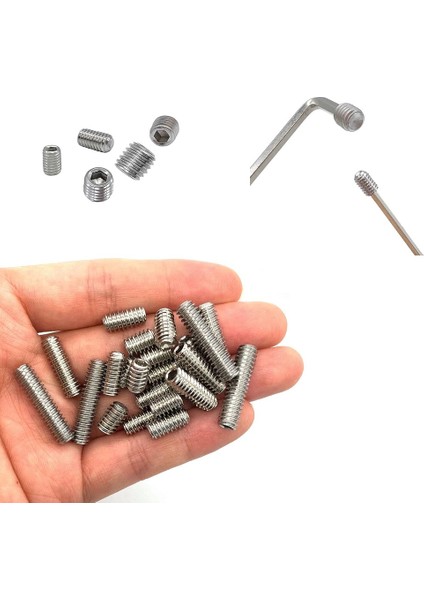 Setskur Civata M6 - M8 Paslanmaz Çelik Inox 20 Adet Dın 916 A2 Kalite modelleri