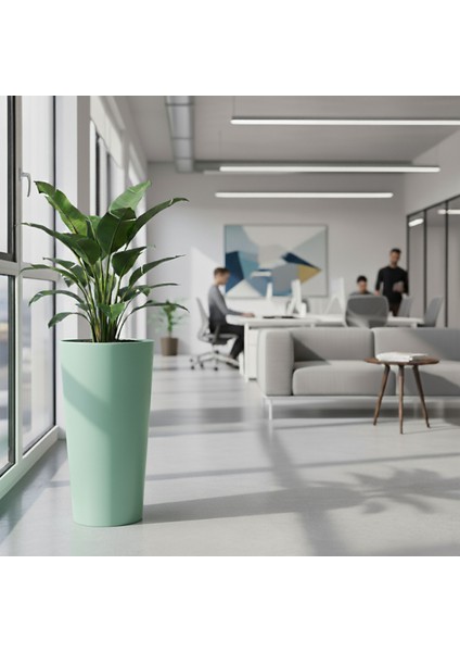 Aura Vaso 70X40CM Konik Fiberglass Saksı Büyük Boy Iç Mekan Dış Mekan